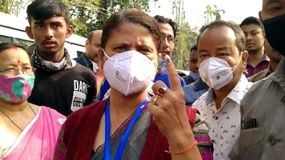 Ajanta Neog casts her vote; first time ever as BJP candidate Ajanta Neog casts her vote; first time ever as BJP candidate