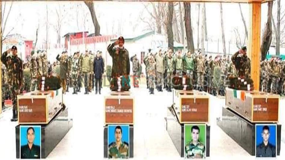 Army pays homage to four soldiers martyred in encounter after Pulwama attack Army pays homage to four soldiers martyred in encounter after Pulwama attack
