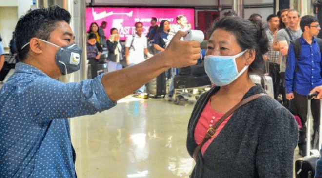 File photo: A woman being screened