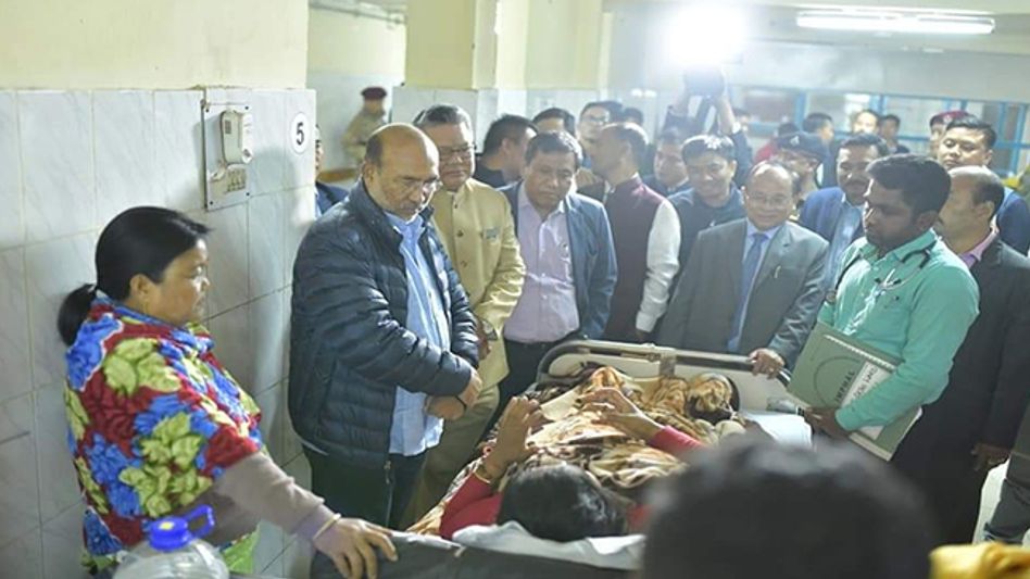 Manipur CM visits injured women of CAB protest at RIMS hospital Manipur CM visits injured women of CAB protest at RIMS hospital