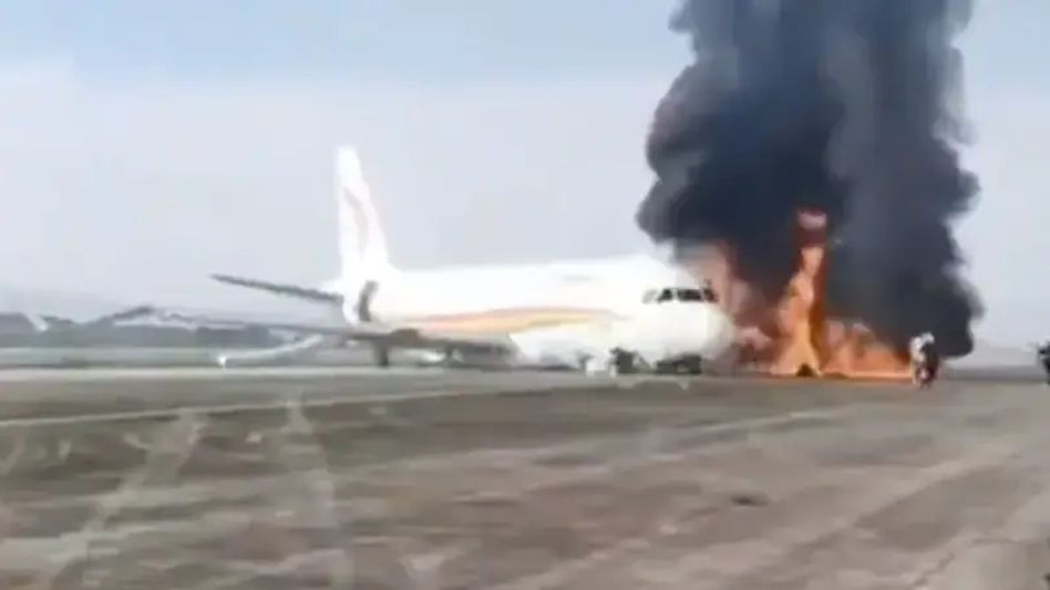 Tibet Airline’s Plane catches fire on runway at China airport; 25 injured Tibet Airline’s Plane catches fire on runway at China airport; 25 injured