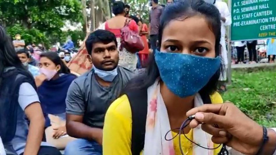 Gauhati university students stage protest demanding exam postponement Gauhati university students stage protest demanding exam postponement