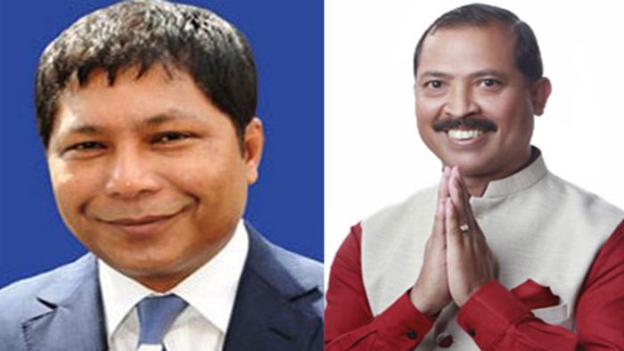 BTC Chief Hagrama Mohilary addressing the press