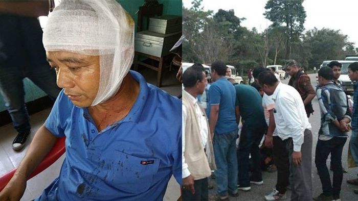 Scenes from the assault on Anil Borgohain on Friday