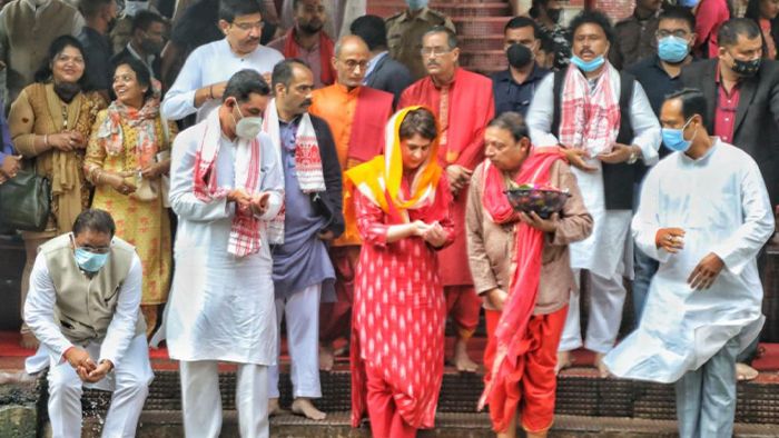 Priyanka Gandhi visited the Kamakhya earlier today