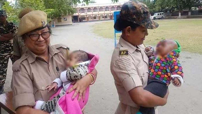 Assam Police Women Cops Hailed for Taking Care of TET Candidates' Babies