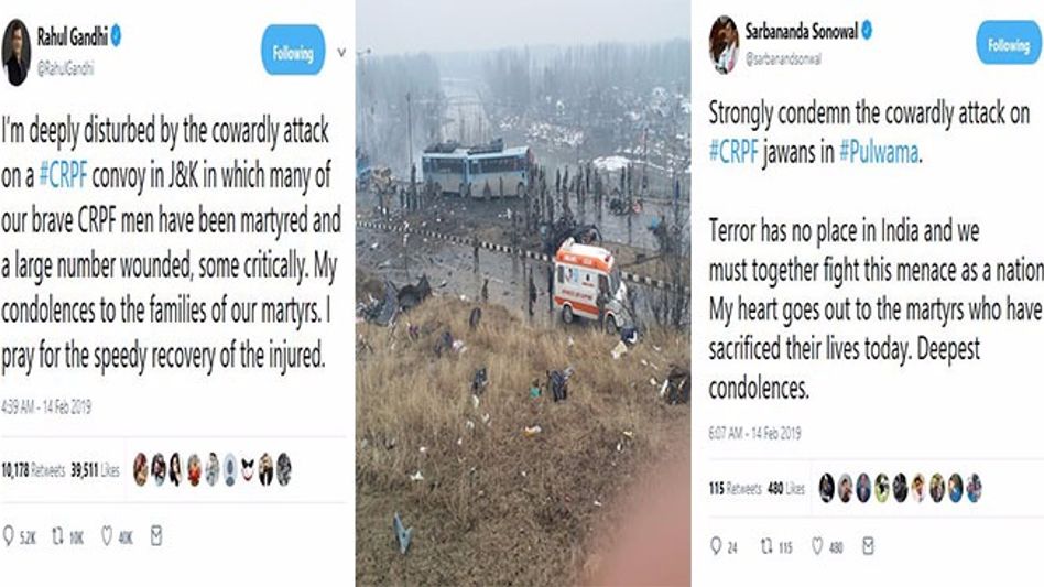 Twitter reacts to Pulwama Jammu & Kashmir Terror Tragedy Twitter reacts to Pulwama Jammu & Kashmir Terror Tragedy