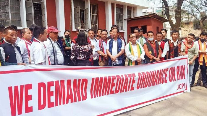 Massive protest staged in Dimapur demanding immediate implementation of RIIN