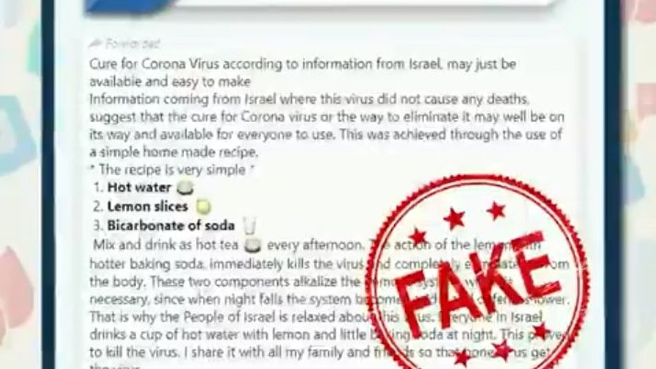 Govt says lemon-baking soda COVID cure a hoax; cautions people against fake news Govt says lemon-baking soda COVID cure a hoax; cautions people against fake news