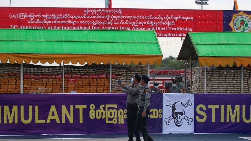 Myanmar burns half a billion dollar worth drugs stash Myanmar burns half a billion dollar worth drugs stash