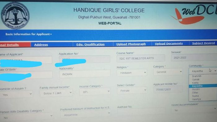 Guwahati colleges ask students to specify caste in admission form, face backlash