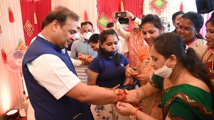 Himanta Biswa Sarma celebrates Rakshabandhan