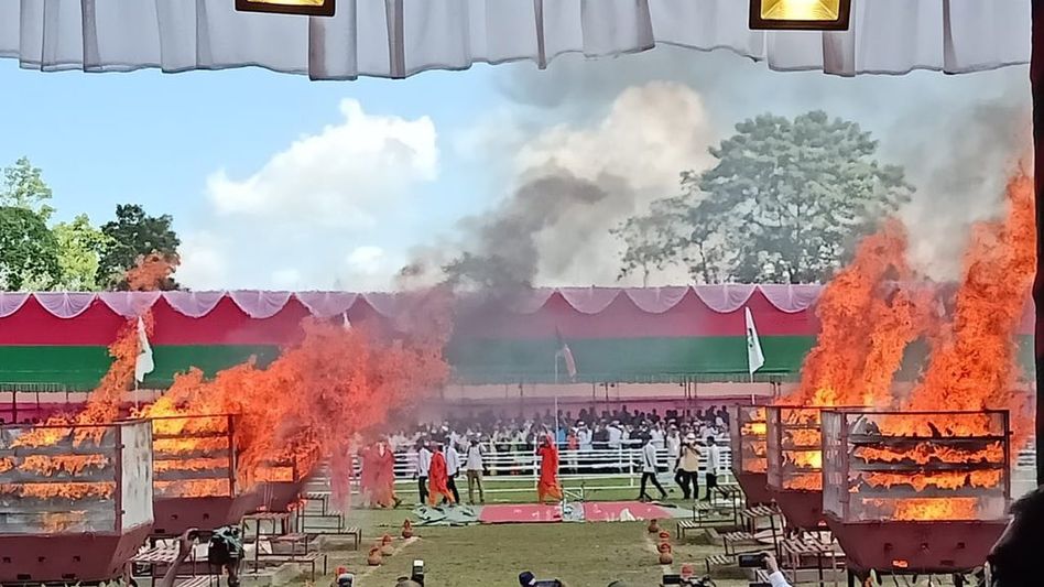 Assam mark World Rhino Day burning around 2500 confiscated Rhino horns Assam mark World Rhino Day burning around 2500 confiscated Rhino horns