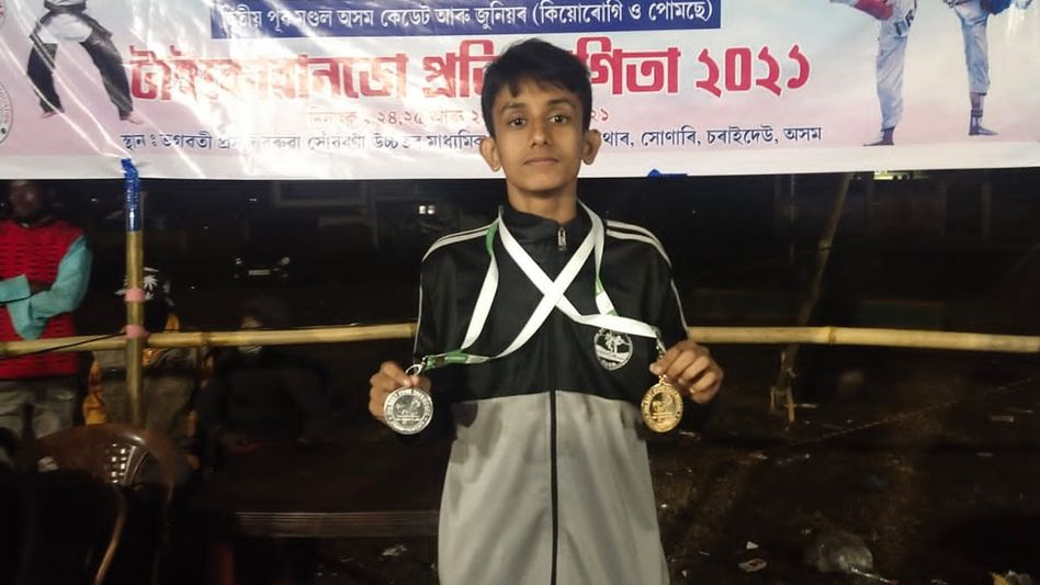 Assam: 15-year-old Aniket Dubey wins gold in Pumsae duo held in Charaideo district Assam: 15-year-old Aniket Dubey wins gold in Pumsae duo held in Charaideo district