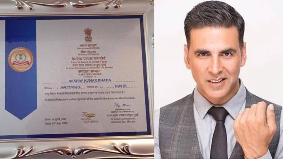 Akshay Kumar receives  ‘Samman Patra’ from Income Tax department Akshay Kumar receives  ‘Samman Patra’ from Income Tax department