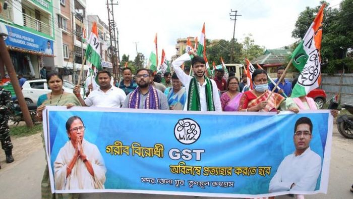 Tripura: TMC protest against Centre’s decision over price rise, GST hike