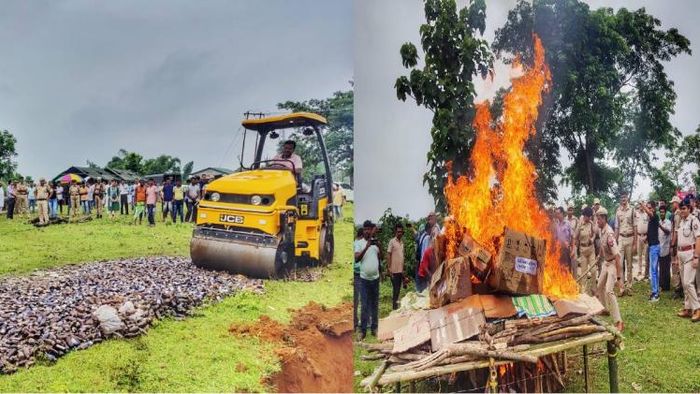 Dhubri police destroyed drugs, cannabis worth 1.5 crore
