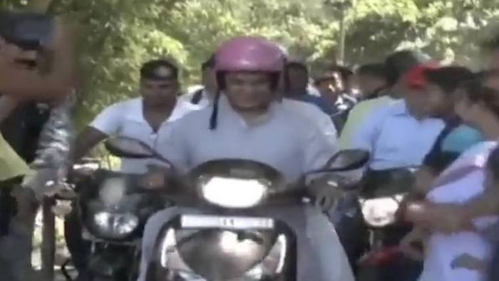 Watch Assam CM Himanta Biswa Sarma ride a bike