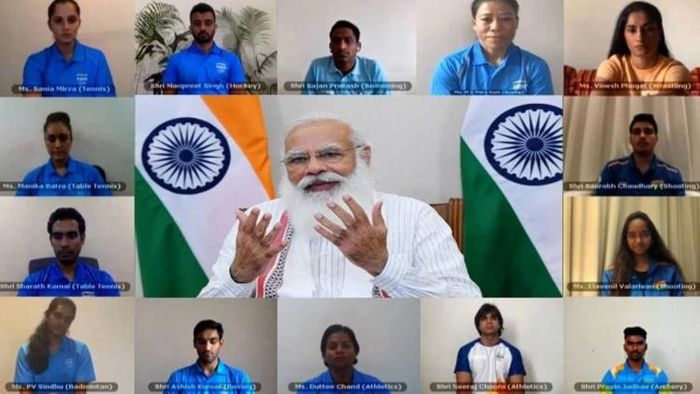 PM Modi interacts with Indian Contingent bound for Commonwealth Games 2022