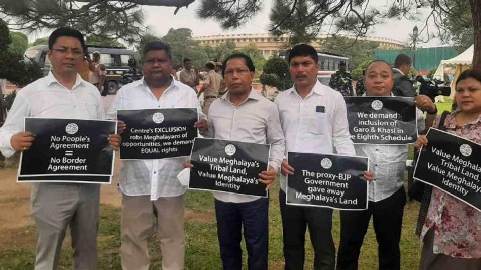Trinamool Congress descends on Parliament to demand scrapping of Assam-Meghalaya border agreement Trinamool Congress descends on Parliament to demand scrapping of Assam-Meghalaya border agreement