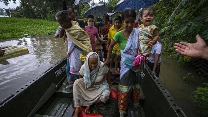 Assam flood improves