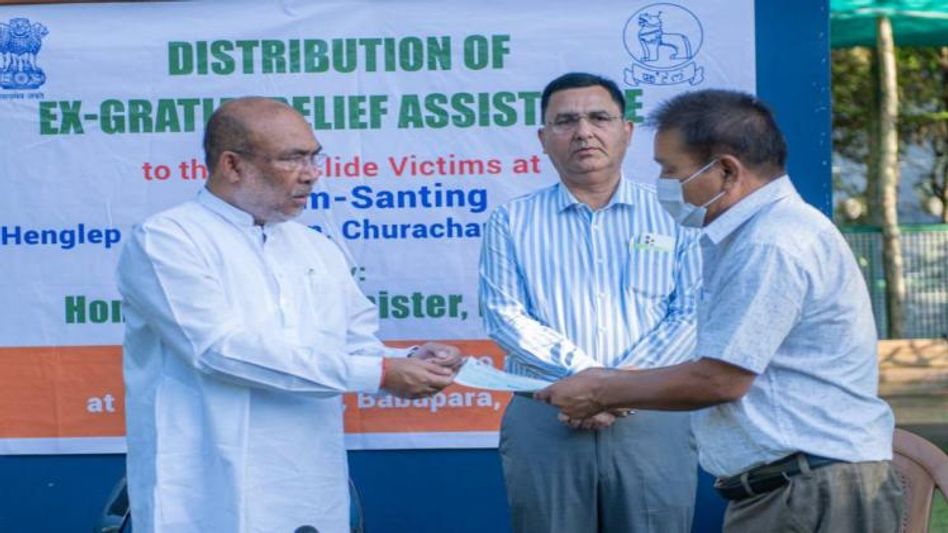 Manipur CM distributes ex-gratia to kin of landslide victims Manipur CM distributes ex-gratia to kin of landslide victims