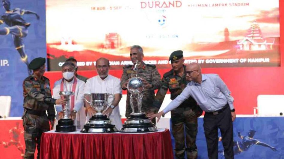 Manipur Chief Minister N Biren Singh unveils Durand Cup Trophies in Imphal Manipur Chief Minister N Biren Singh unveils Durand Cup Trophies in Imphal