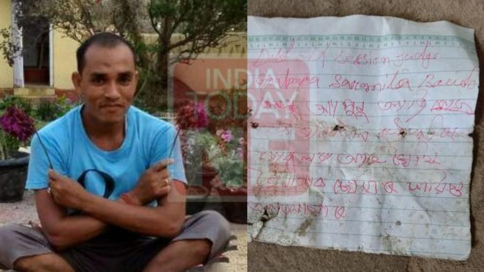 Lohit Das (L), the suicide note (R)