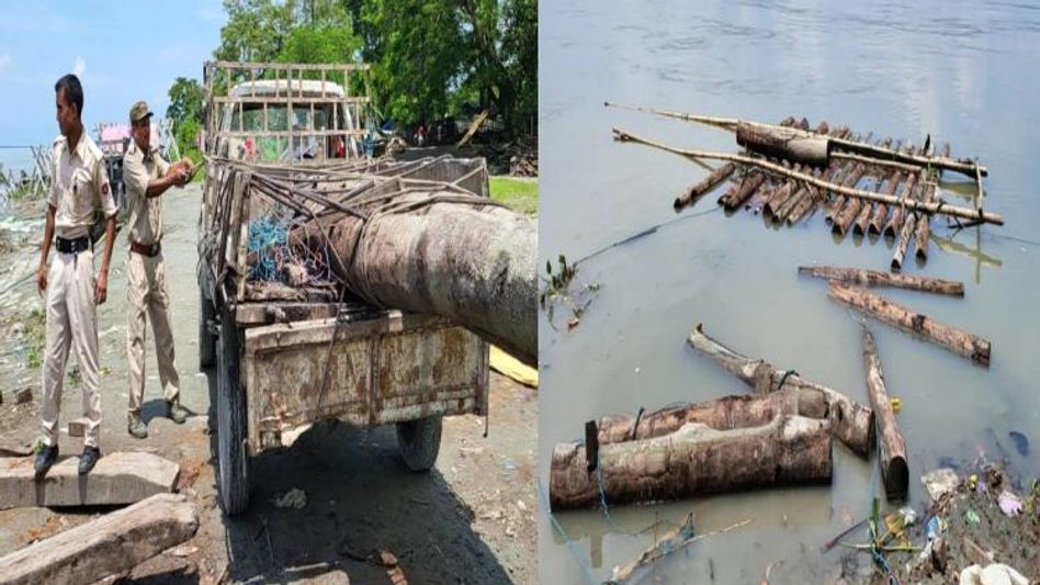 Assam: Dibrugarh police seize smuggled wood logs worth Rs 6 lakh at Panchali Assam: Dibrugarh police seize smuggled wood logs worth Rs 6 lakh at Panchali