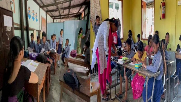 Majidia LP School Bharalumukh (left) Katakipara LP school, Lokhora (right)