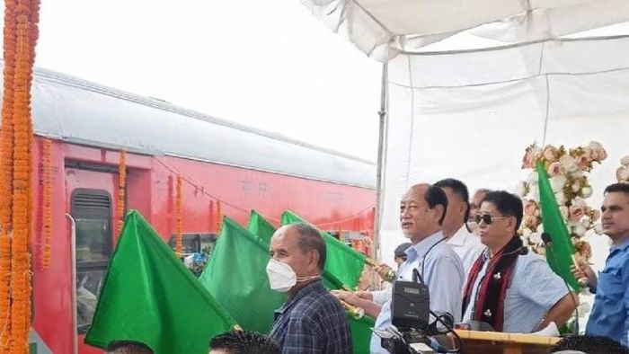 Chief Minister Neiphiu Rio flagged off the Donyi Polo Express daily passenger train