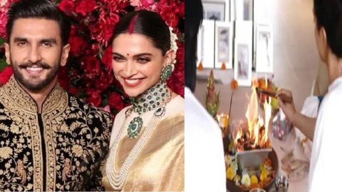 Ranveer Singh and Deepika Padukone perform 'Griha Pravesh Puja'