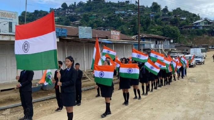 A 'Har Ghar Tiranga' rally in Noklak, Nagaland; Photo Credit: DIPR, Nagaland