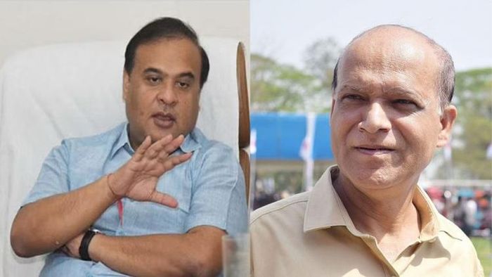 Assam Chief Minister Himanta Biswa Sarma (L), Asam Sahitya Sabha President Kuladhar Saikia (R)