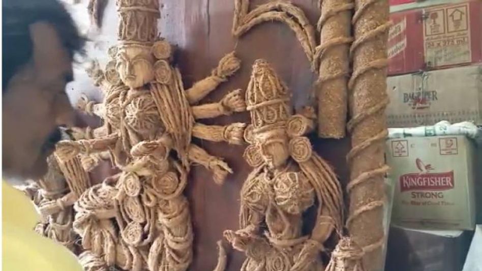 Dhubri artisan makes Durga idols using coconut fiber to spread message of ‘Save Environment' Dhubri artisan makes Durga idols using coconut fiber to spread message of ‘Save Environment'