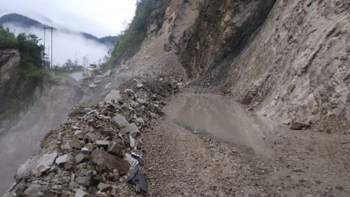 Road blocked due to heavy rainfall in Arunachal Pradesh