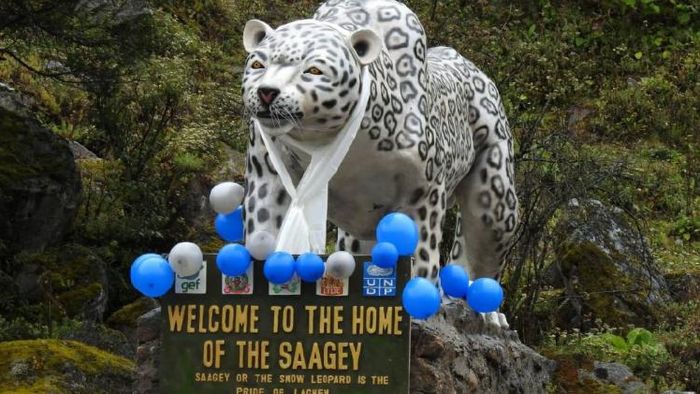 Endangered snow leopard statue unveiled at Thangu