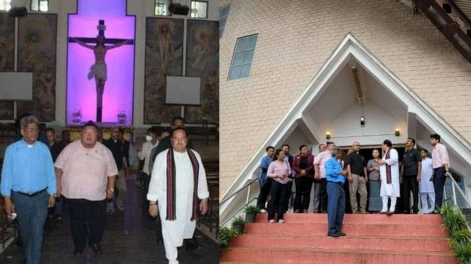 Nagaland: BJP president JP Nadda visits Church; takes part in auto-rickshaw rally Nagaland: BJP president JP Nadda visits Church; takes part in auto-rickshaw rally