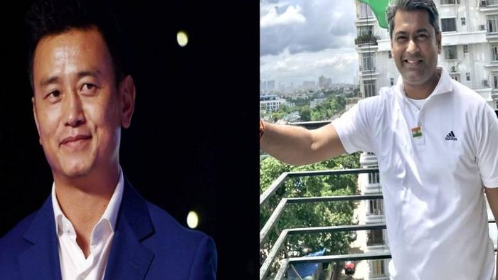 Bhaichung Bhutia (L), Kalyan Chaubey (R)