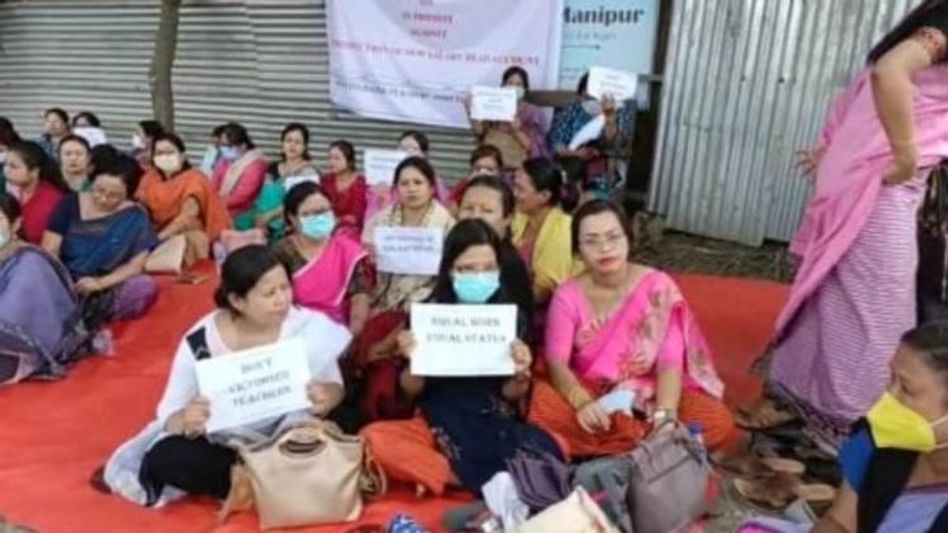 Manipur teachers protest demanding clearance of pending salaries Manipur teachers protest demanding clearance of pending salaries