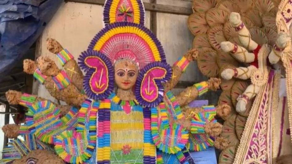 Assam artist comes up with unique ideas for Durga Puja, creates idol with pen and pencil in Basugaon Assam artist comes up with unique ideas for Durga Puja, creates idol with pen and pencil in Basugaon