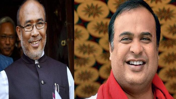 Manipur CM N Biren Singh (L), Assam CM Himanta Biswa Sarma (R)