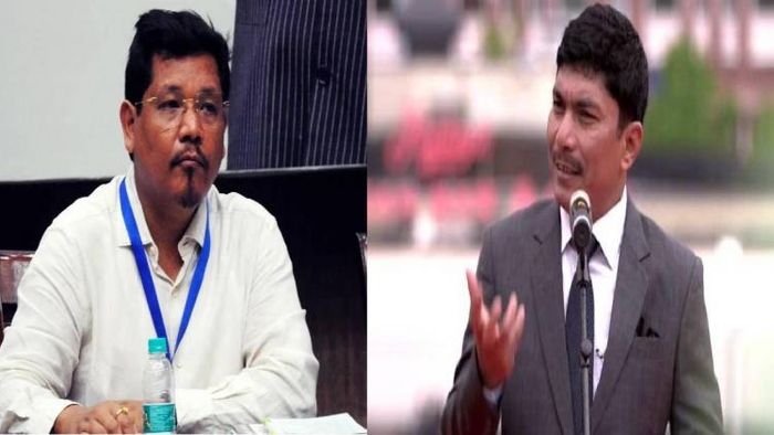 Meghalaya Chief Minister Conrad Sangma (L), MLA Zenith Sangma (R)
