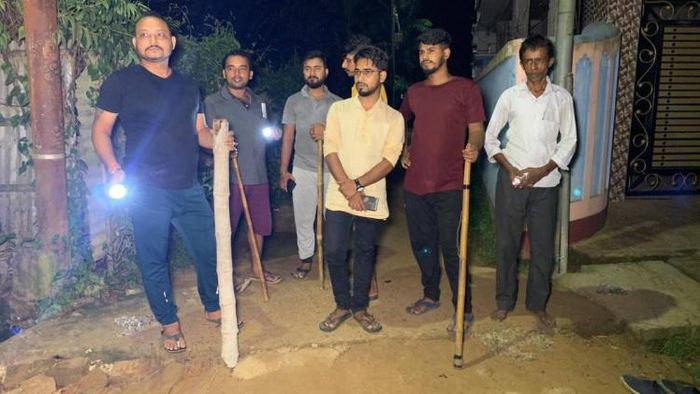 Tripura: Residents patrolling at night time