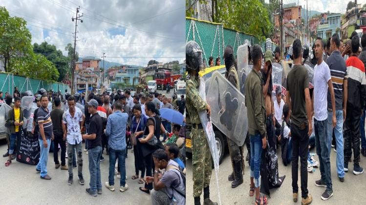 Ka Sur Ka Bri U Hynniewtrep protest outside the Meghalaya Legislative Assembly
