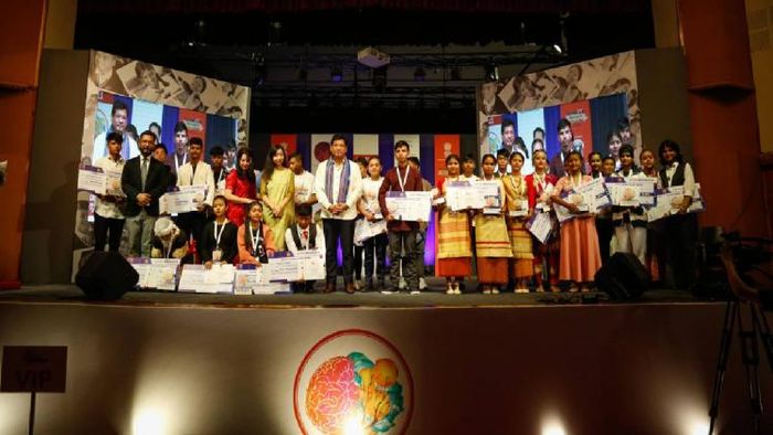 Meghalaya CM Conrad Sangma felicitating young talents