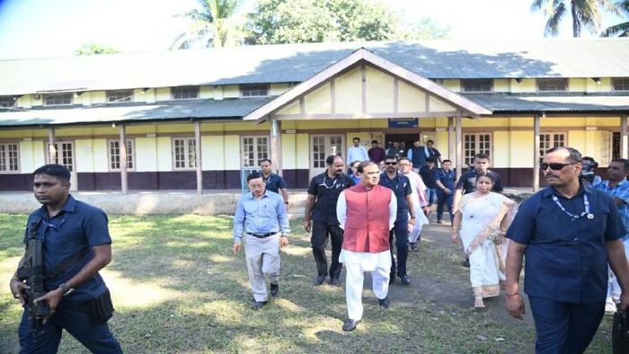 Assam Chief Minister Himanta Biswa Sarma while visiting schools in the state
