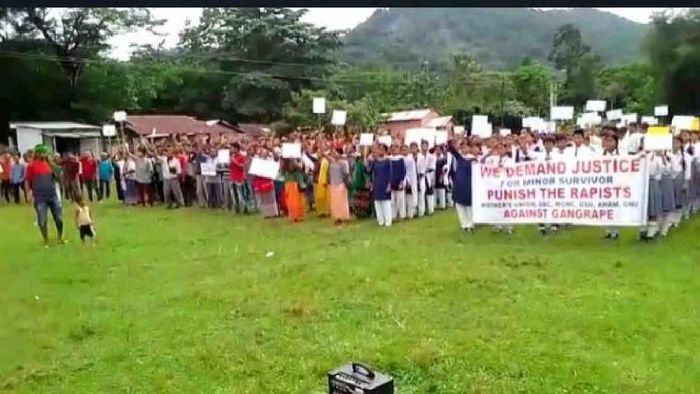 Garo community organise a massive protest demanding stringent action against gang rape accused of school girl