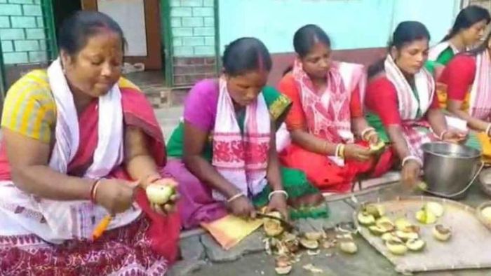 Assam farmers celebrate Kati Bihu by lighting lamps in elephant apple slices