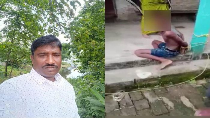 Village panchayat member Omar Ali (L), victim child (R)